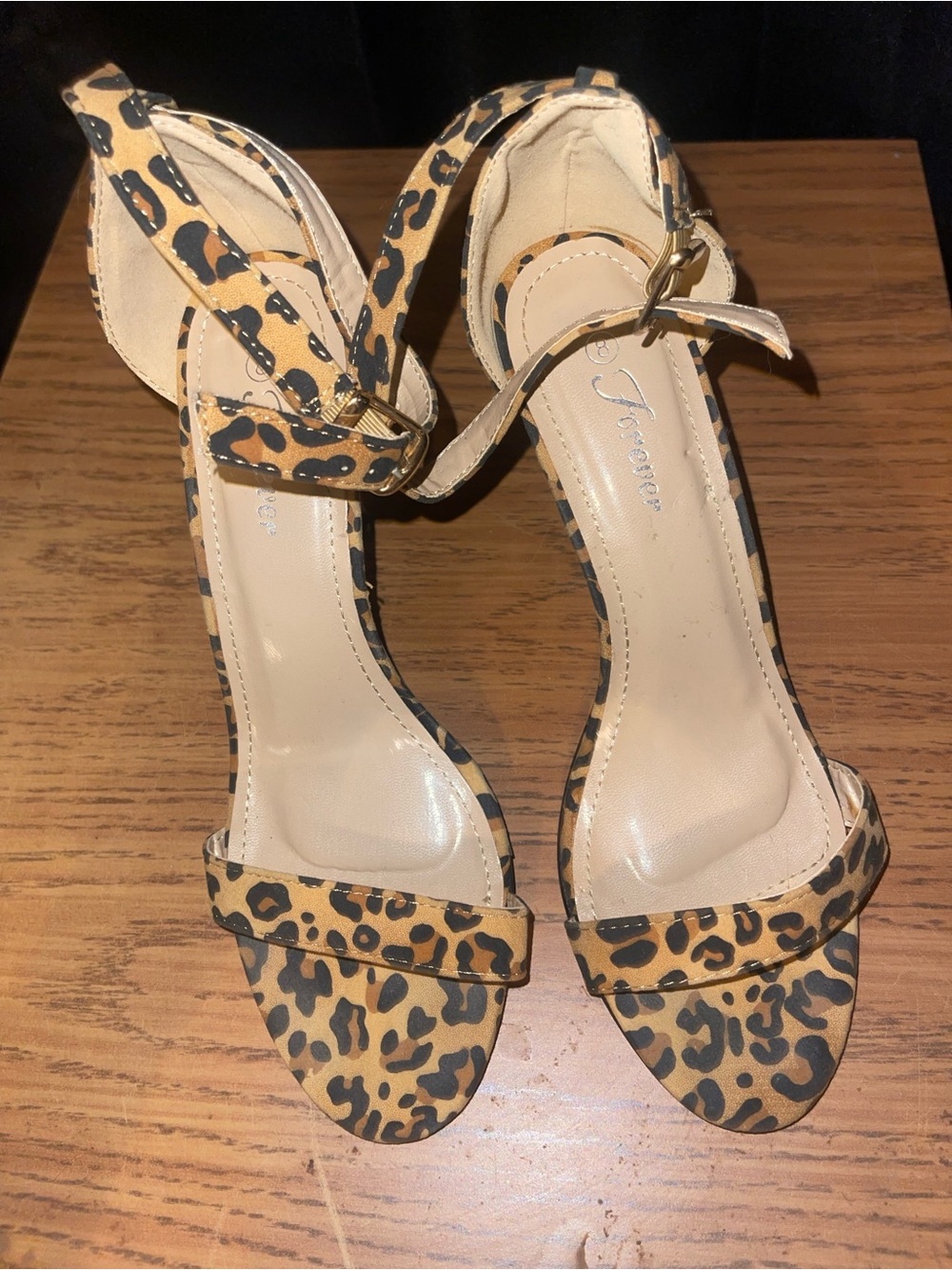 Forever 21 Leopard Print Ankle Strap Heels